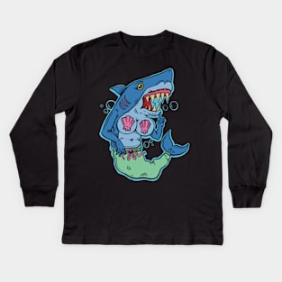 Shark Mermaid Kids Long Sleeve T-Shirt